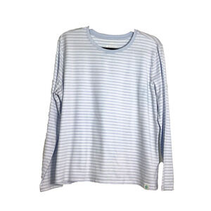 Coolibar T-Shirt Top Women's Size XL Morada Everday Lt Blue Striped UPF 50+